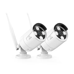 Zestaw 2× Bezprzewodowa Kamera IP WiFi 4K 8MP Zewnętrzna – Detekcja Człowieka, Inteligentne Alerty, Widzenie Nocne 30 m, Audio 2-Way, Alexa, do NVR SANNCE N98WHG