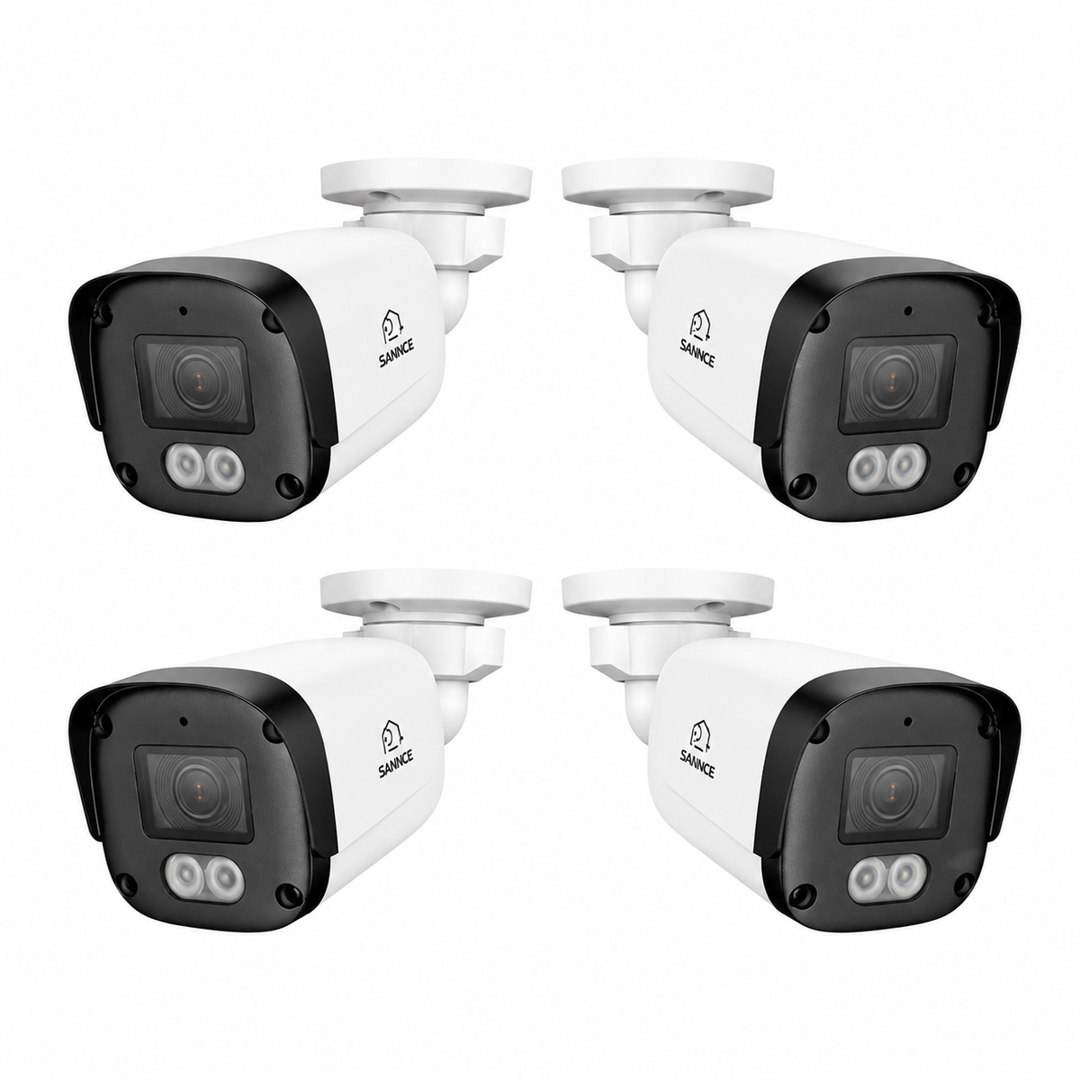 FX800 – 4 sztuki Kamera bezpieczeństwa PoE 4K z audio, gniazdem kart SD, wykrywaniem AI, szerszym kątem widzenia, podwójnym światłem i kolorowym widzeniem nocnym, IP67