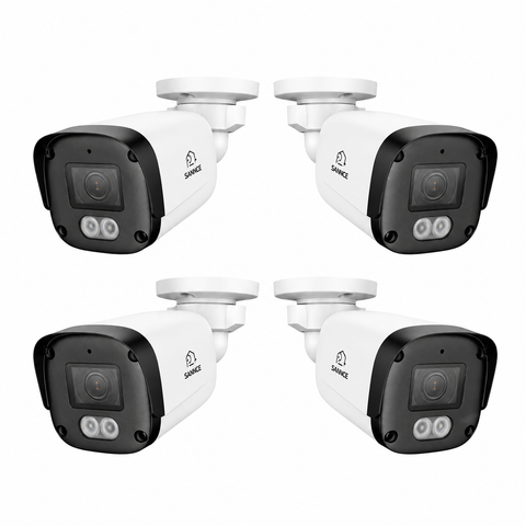 FX800 – 4 sztuki Kamera bezpieczeństwa PoE 4K z audio, gniazdem kart SD, wykrywaniem AI, szerszym kątem widzenia, podwójnym światłem i kolorowym widzeniem nocnym, IP67
