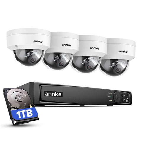 ANNKE H1200 - Zestaw do Monitoringu PoE 4 Kamery 4K 12MP z 8-Kanałowy Rejestratorem NVR z HDD 1 TB, Noktowizja Pelny Kolor & EXIR, Wykrywanie Ludzi i Pojazdów, H.265+, Wbudowany Mikrofon, IP67