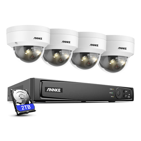 ANNKE H1200 - Zestaw do Monitoringu PoE 4 Kamery 4K 12MP z 8-Kanałowy Rejestratorem NVR z HDD 2 TB, Noktowizja Pelny Kolor & EXIR, Wykrywanie Ludzi i Pojazdów, H.265+, Wbudowany Mikrofon, IP67