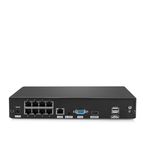 NVR PoE 4K a 8 canali H.265+ - fino a 10 canali per 8 telecamere PoE + 2 telecamere IP WiFi, supportato ONVIF, registrazione audio