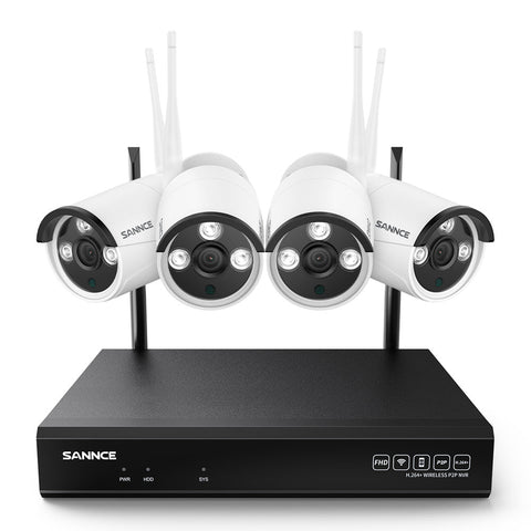 Certified Refurbished, 3MP 10-Channel Wireless Security Camera System, 8MP NVR, 4 Bullet Audio 3MP WiFi IP Cameras, AI Human Detection, Work With Alexa