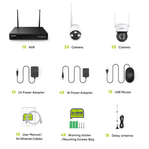 5MP 10-Channel Wireless PT Security Camera System, 8MP NVR, 5MP Camera, Two-Way Audio, IP66 Waterproof, Smart AI Human Detection, Work With Alexa