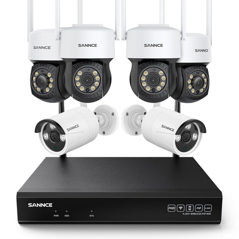 5MP 10-Channel Wireless PT & Bullet Security Camera System, 8MP NVR, 5MP Camera, Two-Way Audio, IP66 Waterproof, Smart AI Human Detection, Work With Alexa
