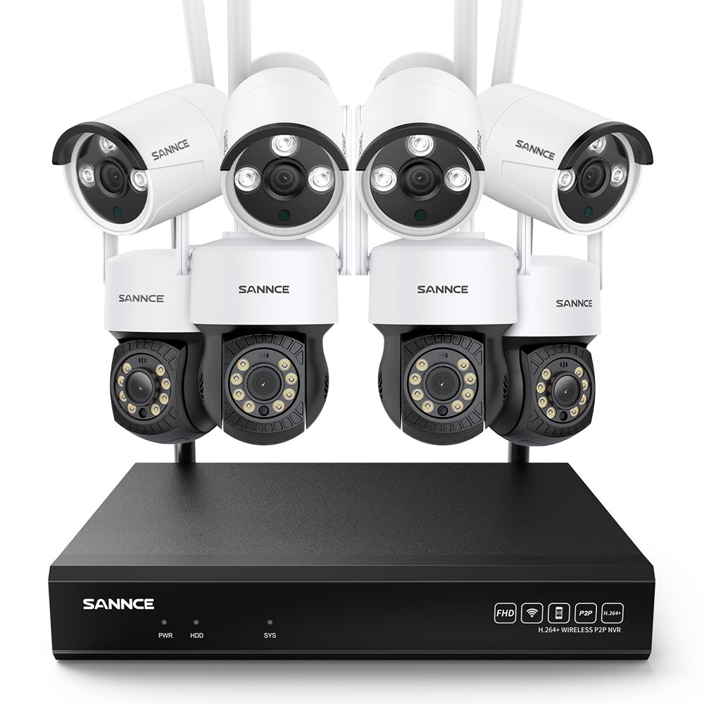 5MP 10-Channel Wireless PT & Bullet Security Camera System, 8MP NVR, 5MP Camera, Two-Way Audio, IP66 Waterproof, Smart AI Human Detection, Work With Alexa