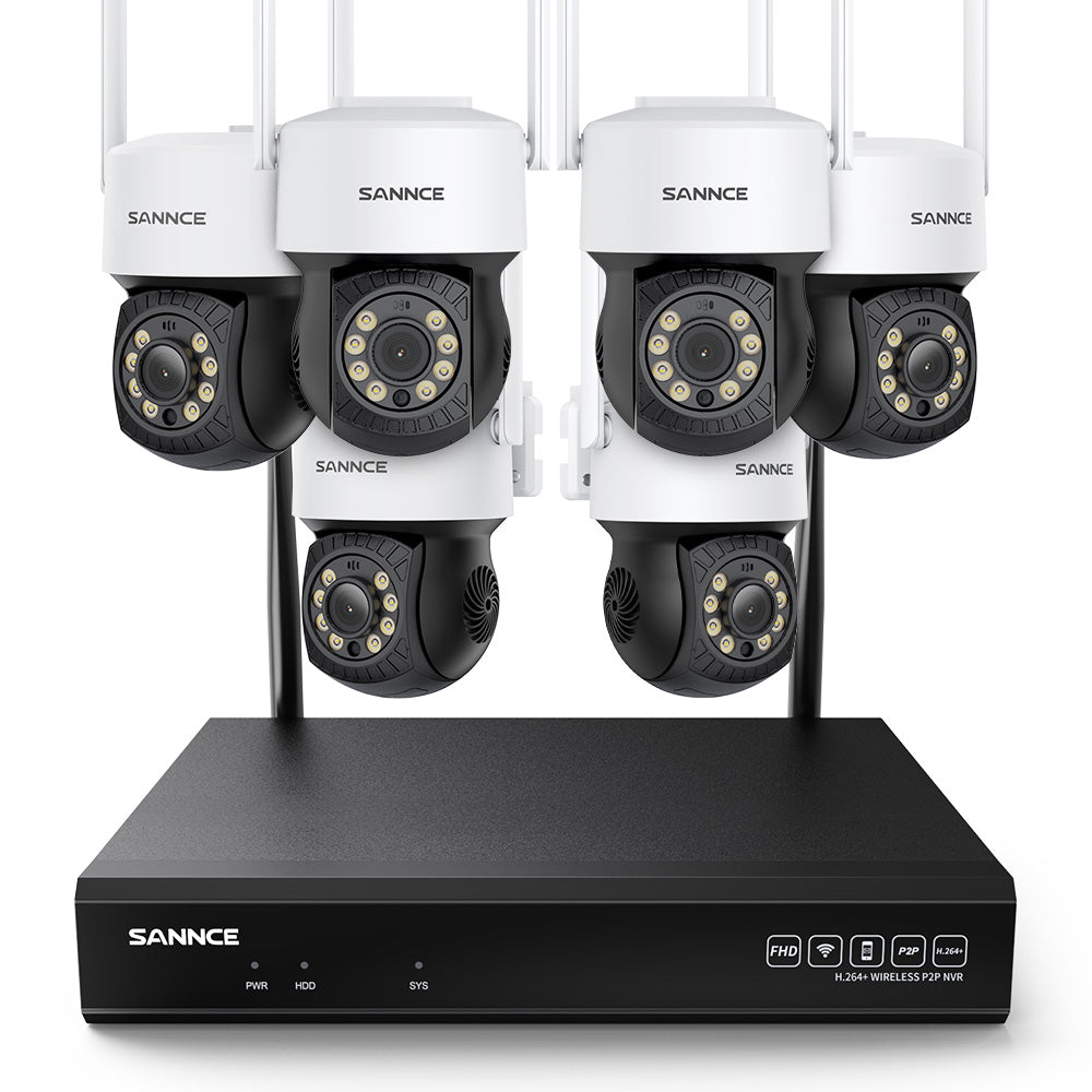 3MP 10-Channel Wireless CCTV PT Camera System, 8MP NVR, 3MP Pan & Tilt WiFi IP Cameras, Audio Recording, AI Human Detection, Work With Alexa