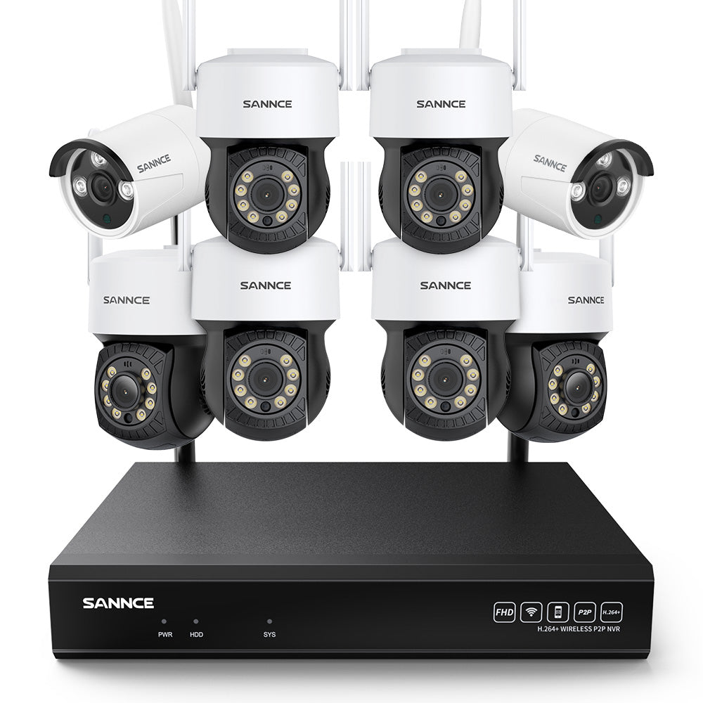 5MP 10-Channel Wireless PT & Bullet Security Camera System, 8MP NVR, 5MP Camera, Two-Way Audio, IP66 Waterproof, Smart AI Human Detection, Work With Alexa