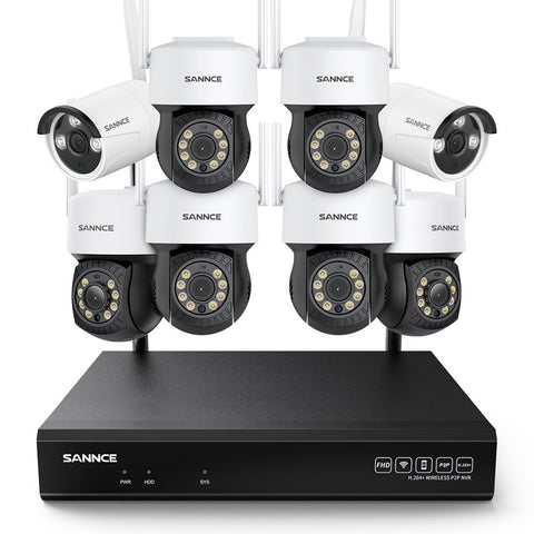 5MP 10-Channel Wireless PT & Bullet Security Camera System, 8MP NVR, 5MP Camera, Two-Way Audio, IP66 Waterproof, Smart AI Human Detection, Work With Alexa
