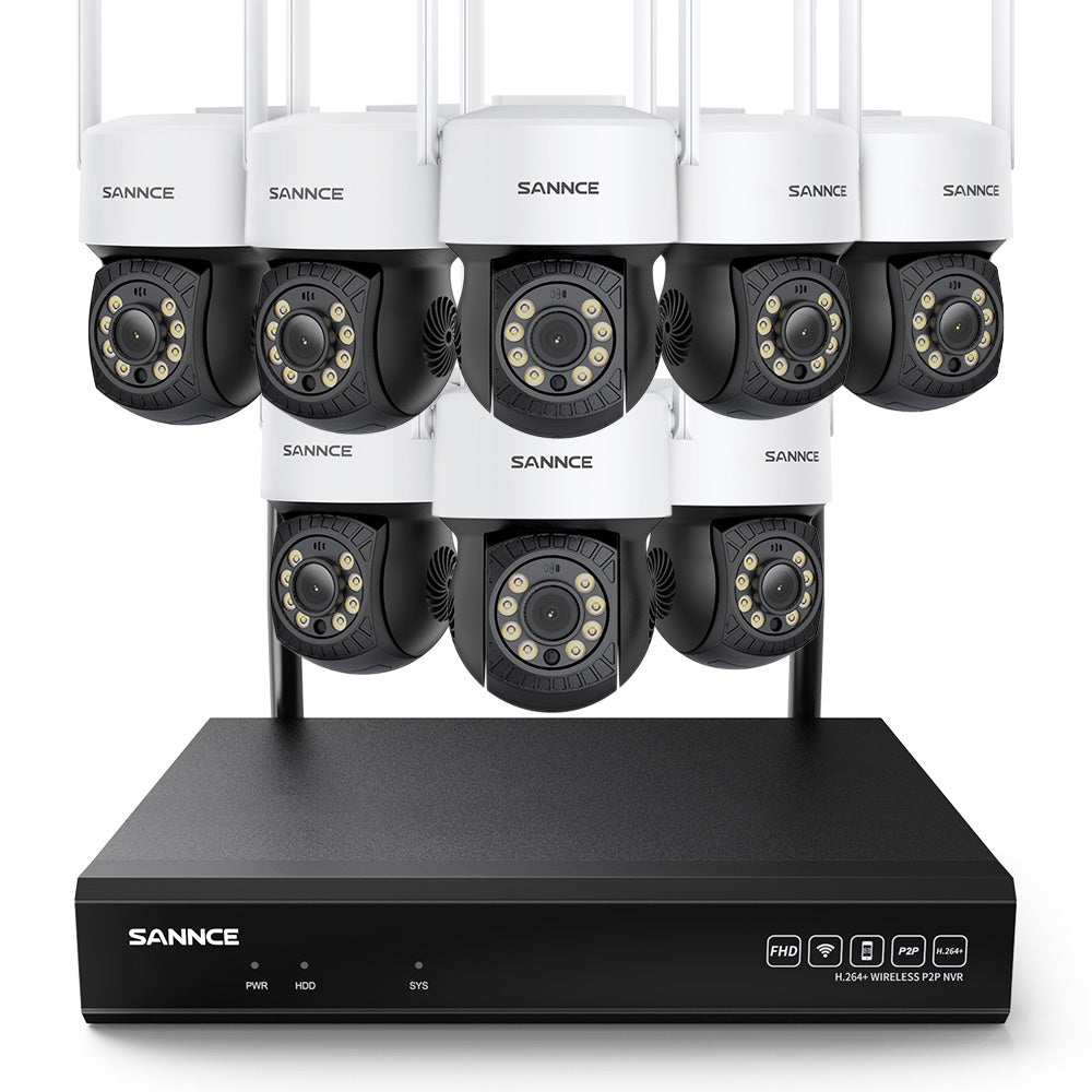 5MP 10-Channel Wireless PT Security Camera System, 8MP NVR, 5MP Pan & Tilt Camera, Two-Way Audio, IP66 Waterproof, Smart AI Human Detection, Work With Alexa