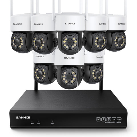 5MP 10-Channel Wireless PT Security Camera System, 8MP NVR, 5MP Pan & Tilt Camera, Two-Way Audio, IP66 Waterproof, Smart AI Human Detection, Work With Alexa