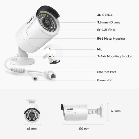 10 Channel 4K PoE Security Camera System, 4PCS 8MP Outdoor Metal IP Cameras, AI Human/Vehicle Detection, H.265+ Video Compression, Two-Way Audio