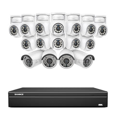 16 Channel 4K PoE Bullet & PTZ Security Camera System, 8MP Outdoor PoE IP Cameras, Pan & Tilt, ONVIF Supported NVR, Two-Way Audio, Smart Human/Vehicle Detection(12x PT Cameras+4x IP Cameras)