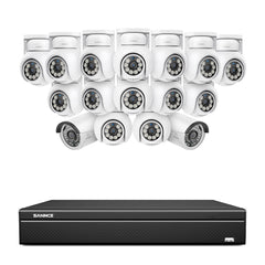 16 Channel 4K PoE Bullet & PTZ Security Camera System, 8MP Outdoor PoE IP Cameras, Pan & Tilt, ONVIF Supported NVR, Two-Way Audio, Smart Human/Vehicle Detection(14x PT Cameras+2x IP Cameras)