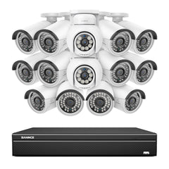 16 Channel 4K PoE Bullet & PTZ Security Camera System, 8MP Outdoor PoE IP Cameras, Pan & Tilt, ONVIF Supported NVR, Two-Way Audio, Smart Human/Vehicle Detection (12x IP Cameras+2x PT Cameras)