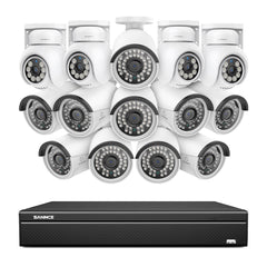 16 Channel 4K PoE Bullet & PTZ Security Camera System, 8MP Outdoor PoE IP Cameras, Pan & Tilt, ONVIF Supported NVR, Two-Way Audio, Smart Human/Vehicle Detection (10x IP Cameras+4x PT Cameras)