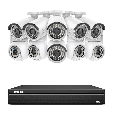 16 Channel 4K PoE Bullet & PTZ Security Camera System, 8MP Outdoor PoE IP Cameras, Pan & Tilt, ONVIF Supported NVR, Two-Way Audio, Smart Human/Vehicle Detection (6x IP Cameras+4x PT Cameras)