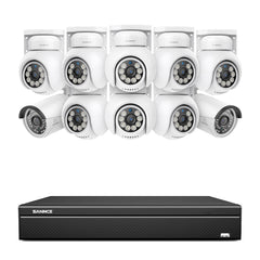16 Channel 4K PoE Bullet & PTZ Security Camera System, 8MP Outdoor PoE IP Cameras, Pan & Tilt, ONVIF Supported NVR, Two-Way Audio, Smart Human/Vehicle Detection (2x IP Cameras+8x PT Cameras)