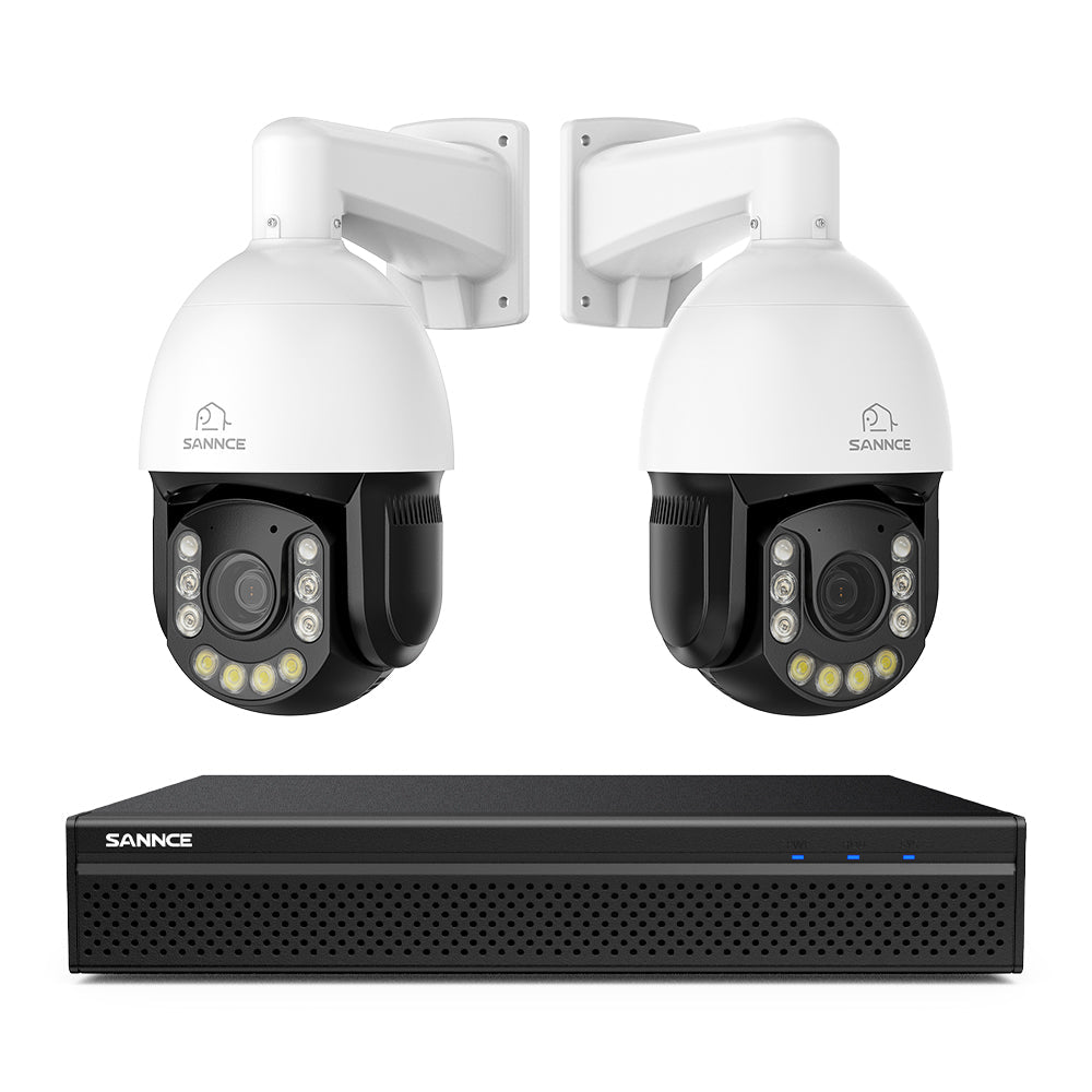 4K 8-Channel PoE Security NVR System with 2PCS 20X PTZ 8MP Cameras, Auto Tracking, Two-Way Audio, Color Night Vision