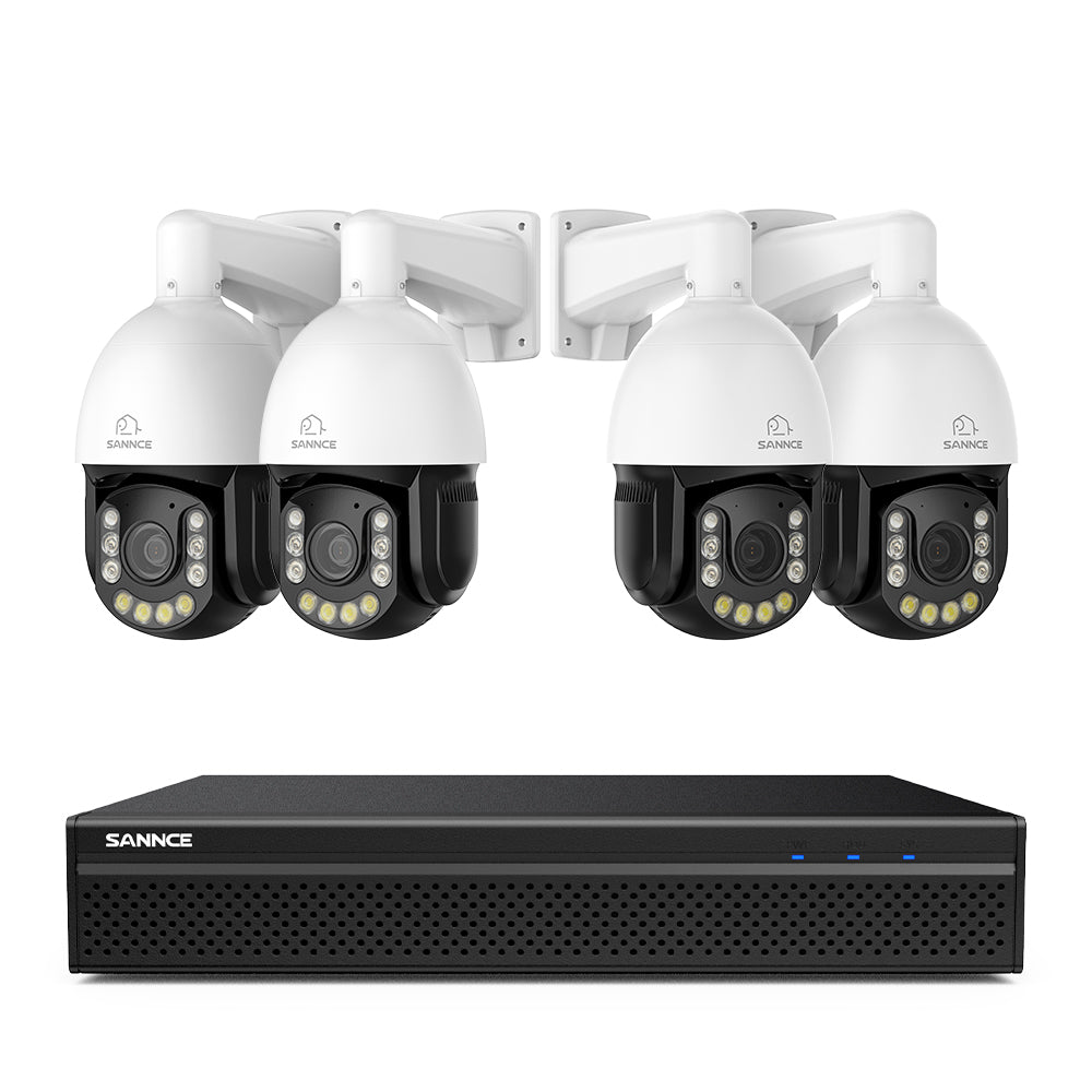 4K 8-Channel PoE Security NVR System with 4PCS 20X PTZ 8MP Cameras, Auto Tracking, Two-Way Audio, Color Night Vision