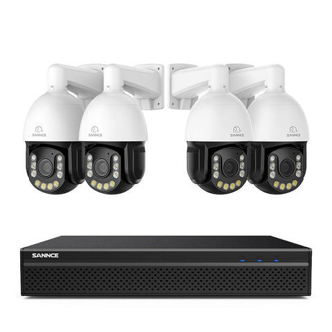 4K 8-Channel PoE Security NVR System with 4PCS 20X PTZ 8MP Cameras, Auto Tracking, Two-Way Audio, Color Night Vision