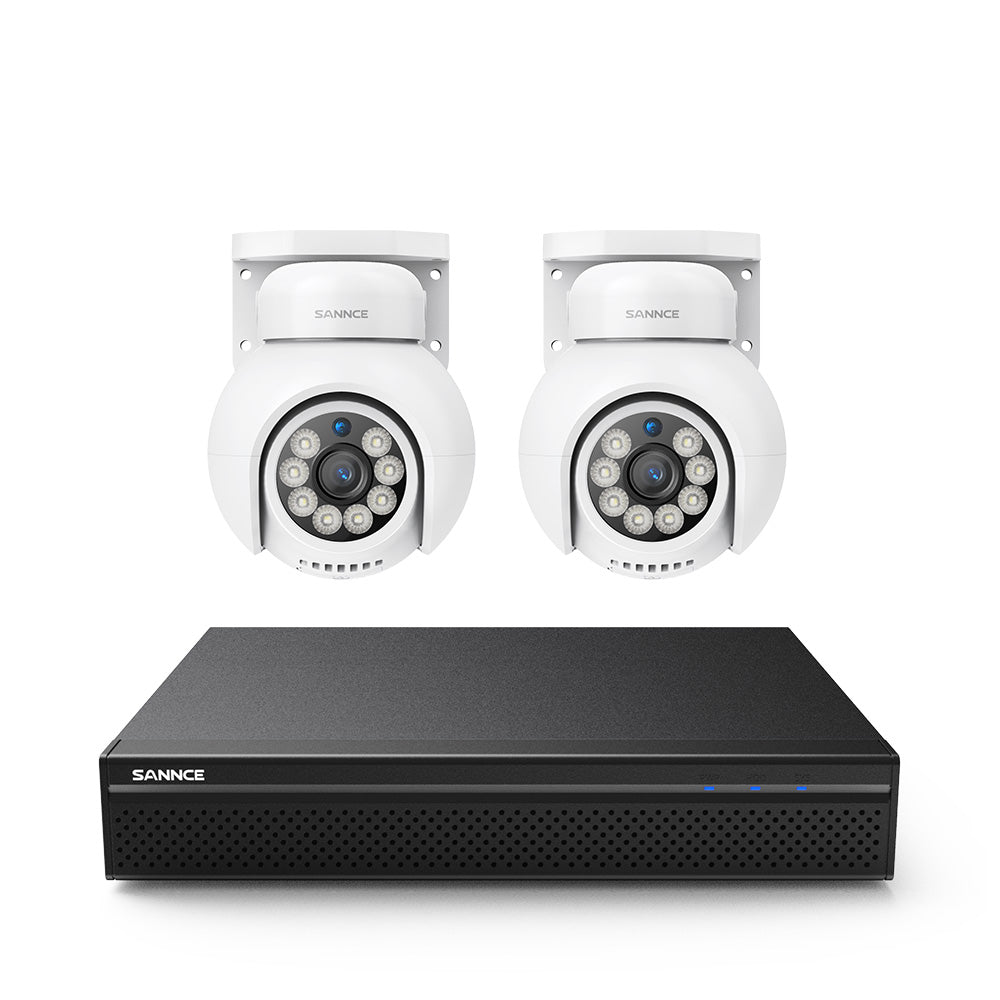 10 Channel 4K PoE Security Camera System with 2 Cameras, 8MP Outdoor Pan-Tilt IP Cameras, AI Detection, Smart Tracking, Color Night Vision, H.265+, Two-Way Audio
