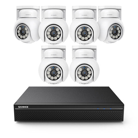 10-kanałowy System Monitoringu PoE 4K z 6 Kamerami – Kamery IP 8MP Obrotowe Pan-Tilt, AI Detekcja, Smart Tracking, Kolorowe Widzenie Nocne, H.265+, Audio 2-Way