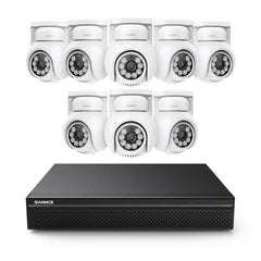 10 Channel 4K PoE Security Camera System with 8 Cameras, 8MP Outdoor Pan-Tilt IP Cameras, AI Detection, Smart Tracking, Color Night Vision, H.265+, Two-Way Audio