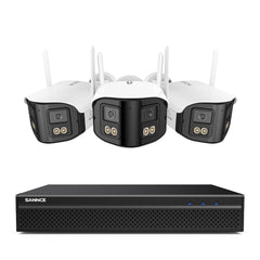 FDQ400 4K 10-kanałowy system monitoringu PoE z kamerami Dual-Lens, rejestrator NVR 8 MP + 3 kamery IP WiFi + PoE 4 MP, ultraszeroki kąt widzenia 170°, ultrasłabe oświetlenie z kolorowym obrazem w nocy, dwukierunkowa komunikacja audio, detekcja ludzi AI