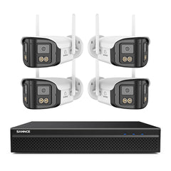 SANNCE DQK400P – Zestaw do Monitoringu PoE 4 Kamery 4Mpx z 8-Kanałowy 4K Rejestratorem NVR, panoramiczny widok 170°, inteligentne kolorowe widzenie nocne, dwukierunkowy dźwięk, Alexa