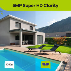 8 Channel 5MP PoE Security Camera System, 2pcs H.265+ Wired Bullet 5MP Outdoor PoE IP Cameras with Audio Recording, 4K 8CH NVR for 24/7 Recording
