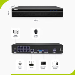 10 Channel 4K PoE Security Camera System for Home & Business, 8MP Bullet & PT Turret IP Cameras, AI Person/Vehicle Detection, Two-Way Audio