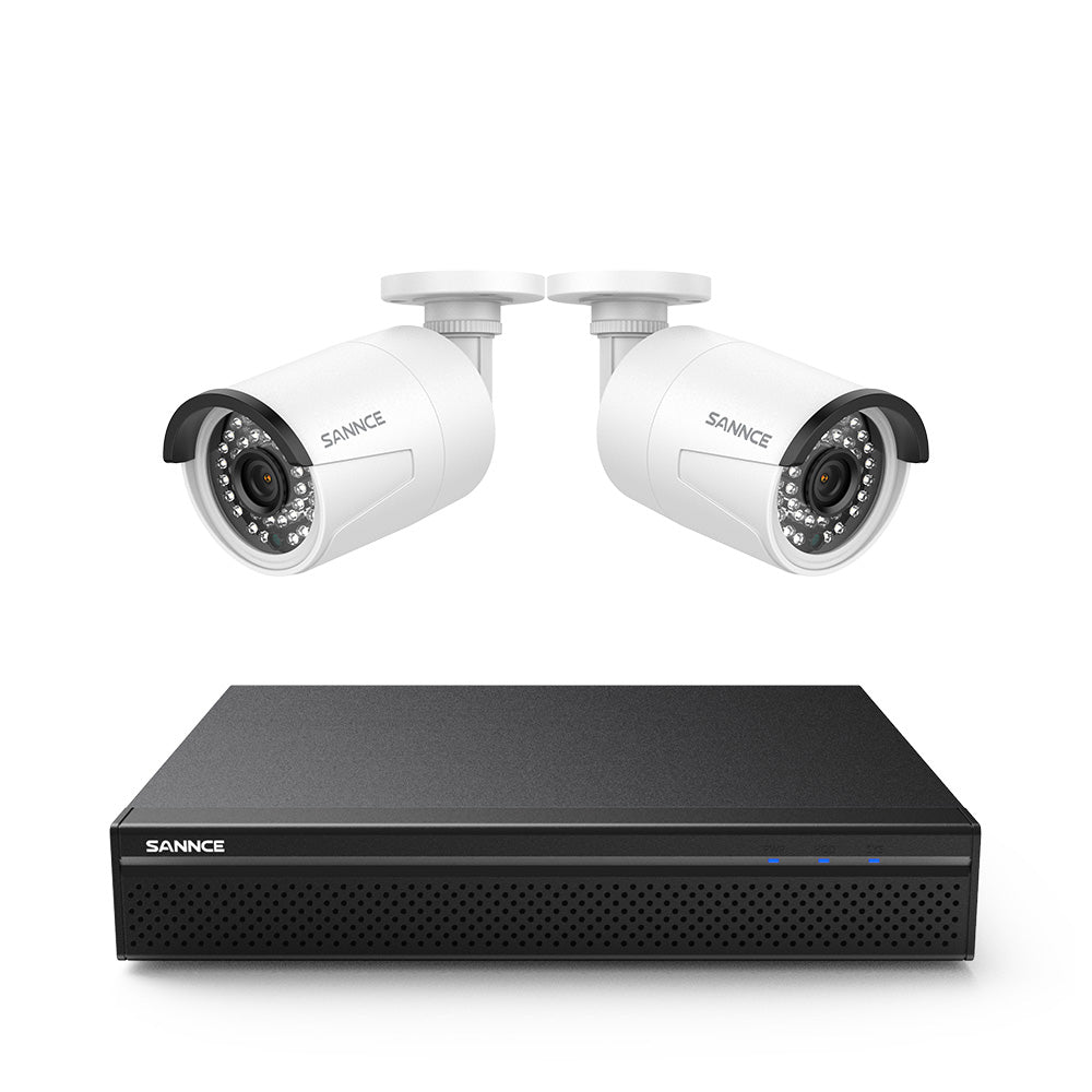 8 Channel 5MP PoE Security Camera System, 2pcs H.265+ Wired Bullet 5MP Outdoor PoE IP Cameras with Audio Recording, 4K 8CH NVR for 24/7 Recording