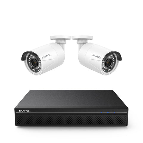 8 Channel 5MP PoE Security Camera System, 2pcs H.265+ Wired Bullet 5MP Outdoor PoE IP Cameras with Audio Recording, 4K 8CH NVR for 24/7 Recording