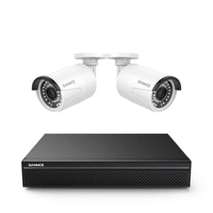 8 Channel 5MP PoE Security Camera System, 2pcs H.265+ Wired Bullet 5MP Outdoor PoE IP Cameras with Audio Recording, 4K 8CH NVR for 24/7 Recording