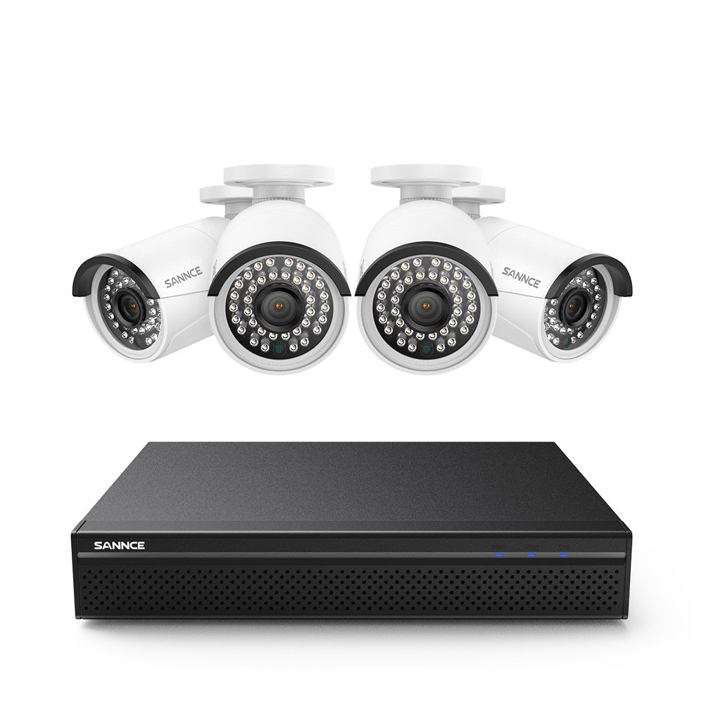 10 Channel 4K PoE Security Camera System, 4PCS 8MP Outdoor Metal IP Cameras, AI Human/Vehicle Detection, H.265+ Video Compression, Two-Way Audio