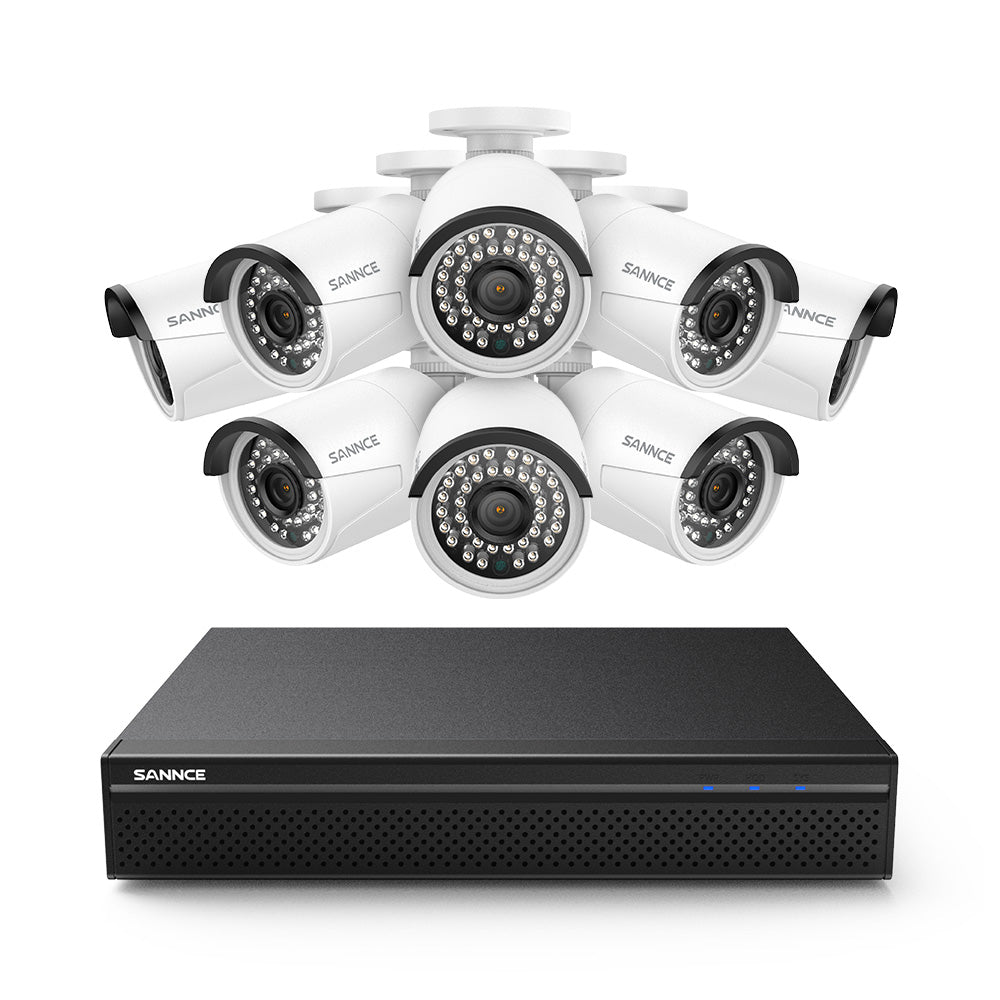 8 Channel 5MP PoE Security Camera System, 8pcs H.265+ Wired Bullet 5MP Outdoor PoE IP Cameras with Audio Recording, 4K 8CH NVR for 24/7 Recording