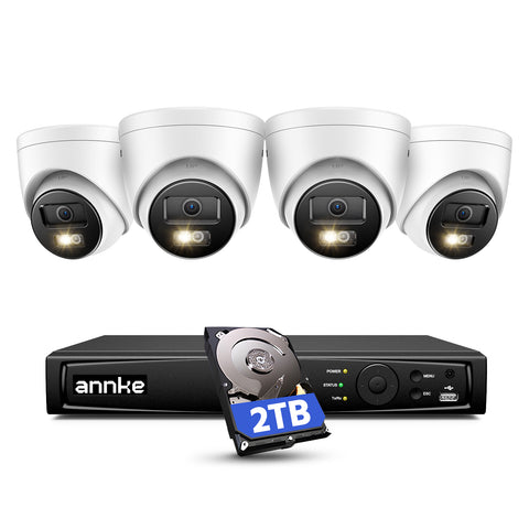 ANNKE H1200 - Zestaw do Monitoringu PoE 4 Kamery 4K 12MP z 8-Kanałowy Rejestratorem NVR z HDD 2 TB, Noktowizja Pelny Kolor & EXIR, Wykrywanie Ludzi i Pojazdów, H.265+, Wbudowany Mikrofon, IP67