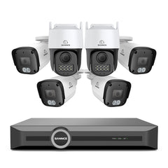 5MP 8 Channel PoE Security System, 6MP NVR + PT IP Cameras, S+265., AI Human & Vehicle Detection, Smart Playback, Smart Notification with Image Attached
