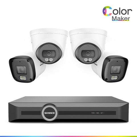 NCR300 - 3MP 8-Channel PoE Security Camera System with 6MP NVR, F1.0 Full Color Night Vision, 4Pcs 2K Cameras, AI Human & Vehicle Detection, S+265