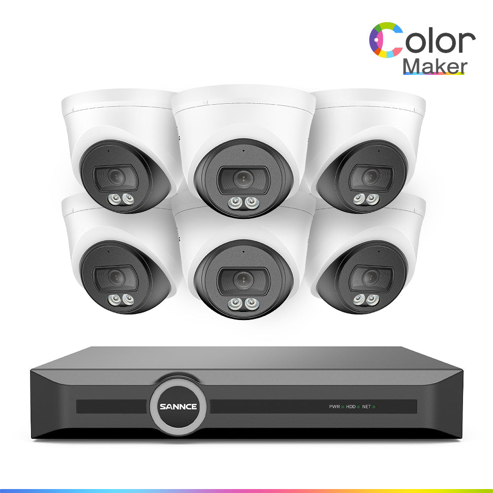 NCR300 - 3MP 8-Channel PoE Security Camera System with 6MP NVR, F1.0 Full Color Night Vision, 6Pcs 2K Cameras, AI Human & Vehicle Detection, S+265