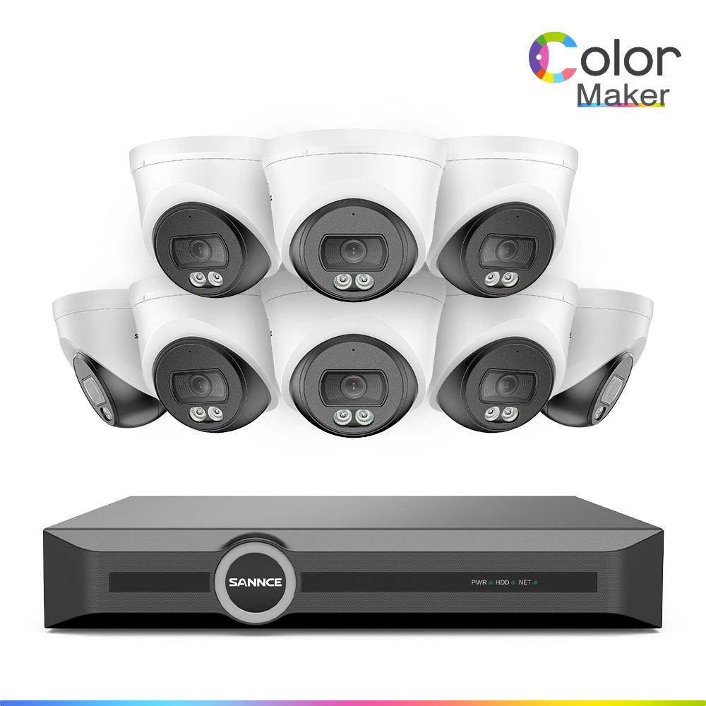 NCR300 - 3MP 8-Channel PoE Security Camera System with 6MP NVR, F1.0 Full Color Night Vision, 8Pcs 2K Cameras, AI Human & Vehicle Detection, S+265