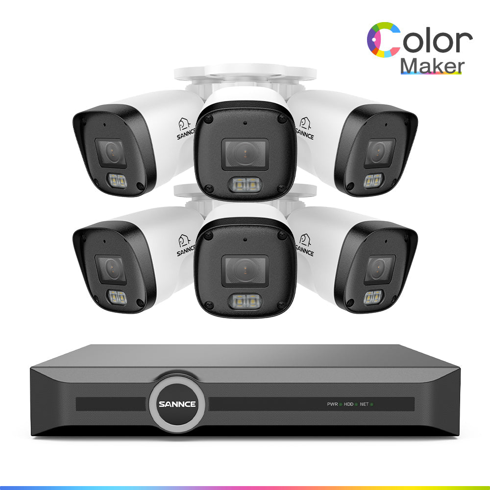 NCR300 - 3MP 8-Channel PoE Security Camera System with 6MP NVR, F1.0 Full Color Night Vision, 6Pcs 2K Cameras, AI Human & Vehicle Detection, S+265