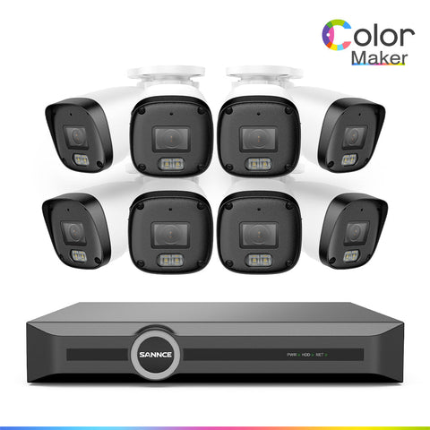 NCR300 - 3MP 8-Channel PoE Security Camera System with 6MP NVR, F1.0 Full Color Night Vision, 8Pcs 2K Cameras, AI Human & Vehicle Detection, S+265