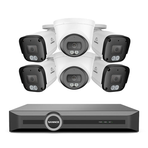 4K POE Security Camera System w/ Audio, S+265., AI Detection, Dual-Light Color Night Vision, IP67 Waterproof (8CH+6 Cams)
