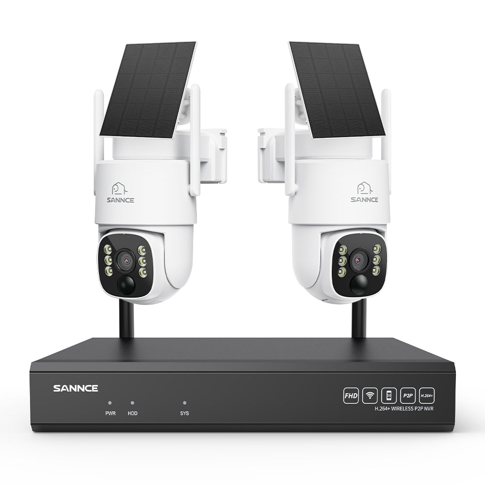 Zestaw do Monitoringu Bezprzewodowego 2 Kamery 4Mpx z 16-Kanałowym Rejestratorem NVR, Wi-Fi 6, 2,4/5 GHz, AI + PIR, Kolorowe Widzenie Nocne, Dwukierunkowy Dźwięk, Zasilanie Bateryjne i Solarne, PTZ 270°/90°, Alexa