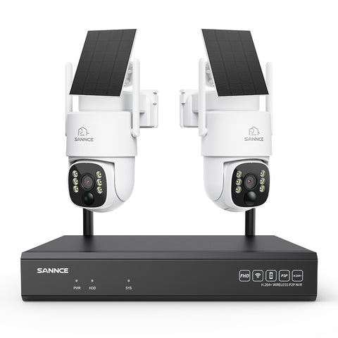 Zestaw do Monitoringu Bezprzewodowego 2 Kamery 4Mpx z 16-Kanałowym Rejestratorem NVR, Wi-Fi 6, 2,4/5 GHz, AI + PIR, Kolorowe Widzenie Nocne, Dwukierunkowy Dźwięk, Zasilanie Bateryjne i Solarne, PTZ 270°/90°, Alexa