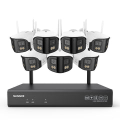 4MP 16-Channel Wireless Security Camera System, 8MP NVR, 7PCS Dual-Lens WiFi Cameras, 170° Wide View, Color Night Vision, AI Detection, Alexa