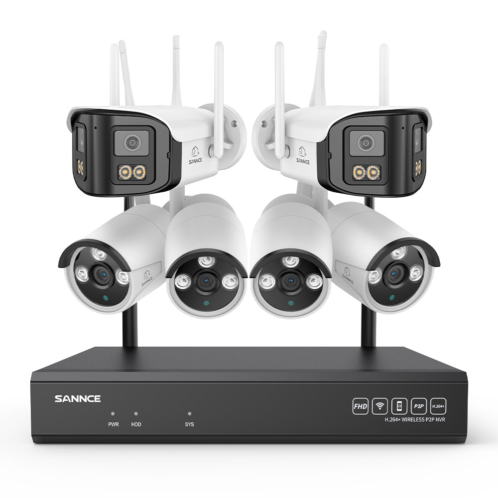 5MP 16-Channel Wireless CCTV System, 8MP NVR, WiFi IP Cameras, AI Audio, Human Detection, Works with Alexa (2x4MP Dual-Lens Camera + 4x3MP Night Vision Cameras)