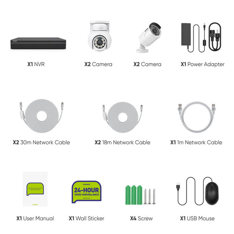 10 Channel 4K PoE Security System, 8MP Bullet & Pan-Tilt IP Cameras with AI Human/Vehicle Detection, Color Night Vision & Two-Way Audio